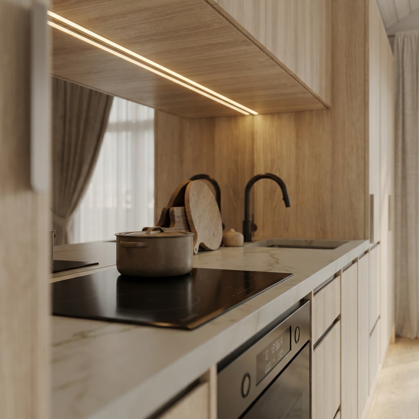 Kitchen detail — timber joinery and stone benchtop